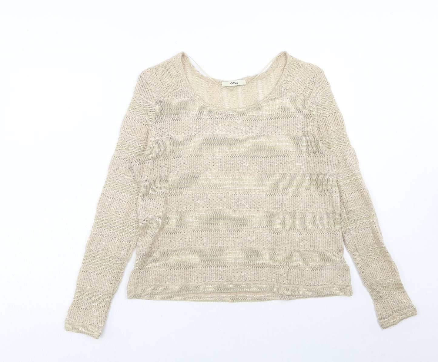 Oasis Womens Brown Boat Neck Acrylic Pullover Jumper Size L