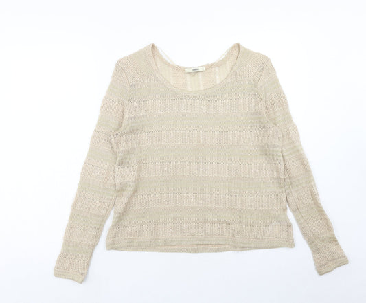 Oasis Womens Brown Boat Neck Acrylic Pullover Jumper Size L