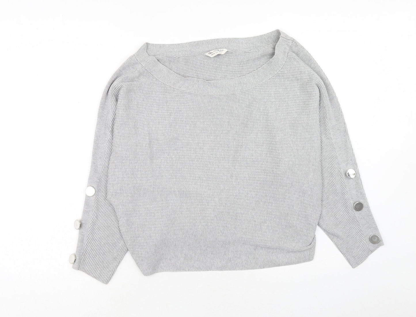 Miss Selfridge Womens Grey Boat Neck Viscose Pullover Jumper Size 12