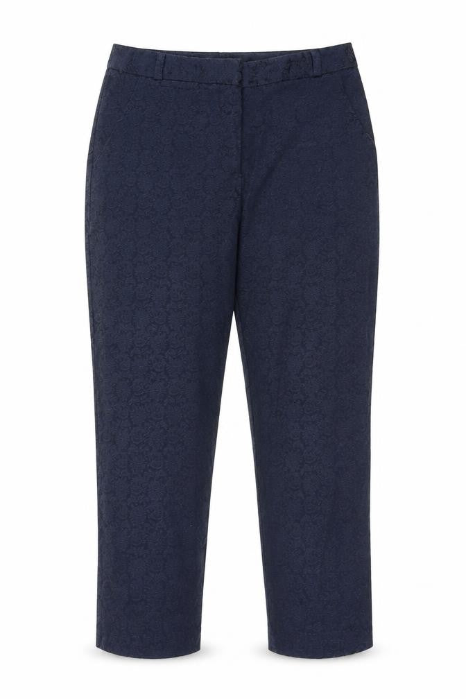 Atmosphere Womens Blue Geometric Cotton Trousers Size 8 Regular Hook & Eye