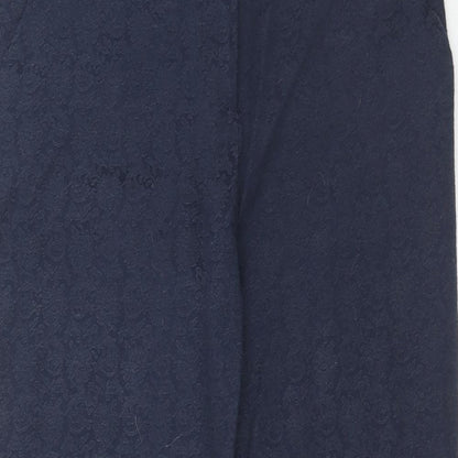 Atmosphere Womens Blue Geometric Cotton Trousers Size 8 Regular Hook & Eye