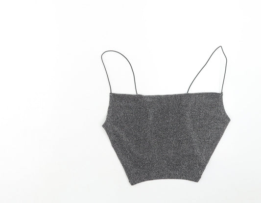 H&M Womens Black Polyamide Cropped Tank Size M Square Neck