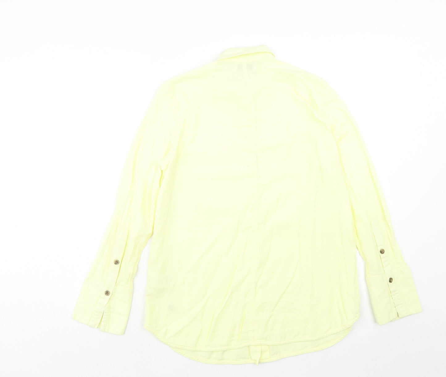 Warehouse Womens Yellow Cotton Basic Button-Up Size 10 Collared