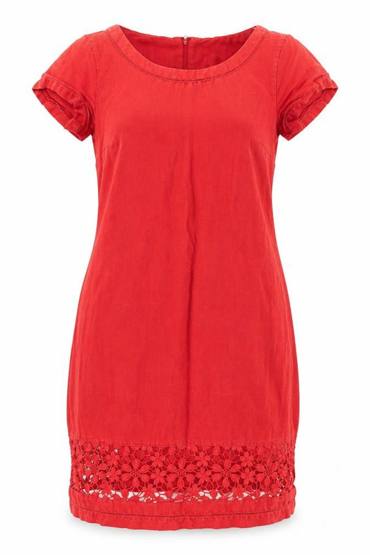 Per Una Womens Red Cotton T-Shirt Dress Size 8 Round Neck Zip