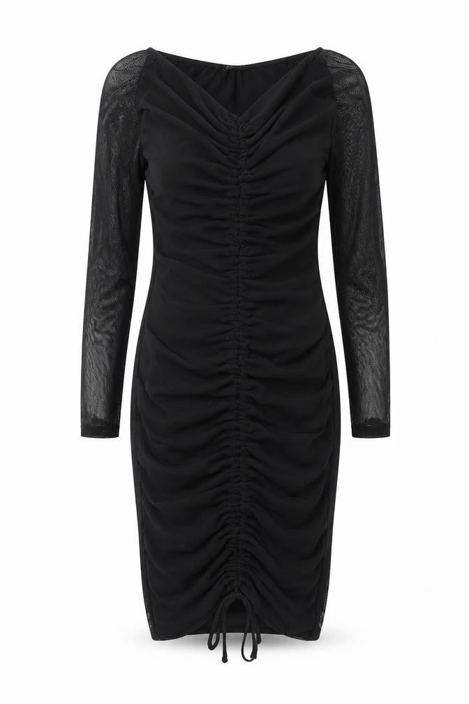 PRETTYLITTLETHING Womens Black Polyester A-Line Size 8 V-Neck Pullover