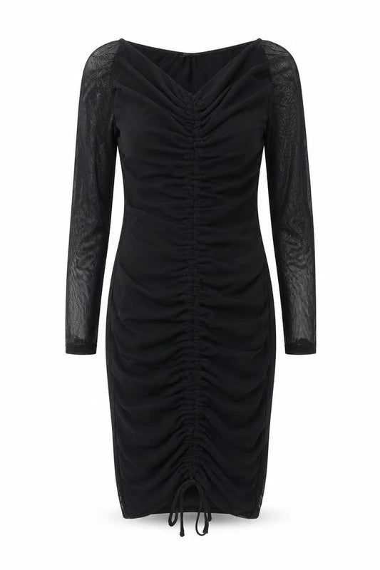 PRETTYLITTLETHING Womens Black Polyester A-Line Size 8 V-Neck Pullover