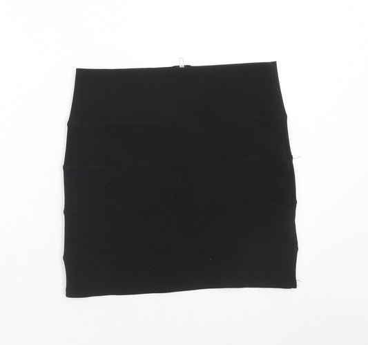 Preworn Womens Black Polyester Bandage Skirt Size 14 Zip