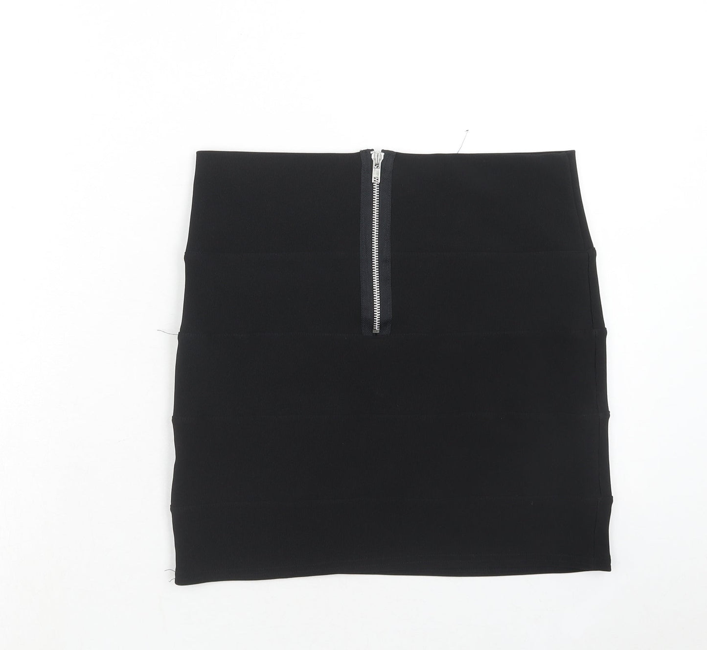 Preworn Womens Black Polyester Bandage Skirt Size 14 Zip