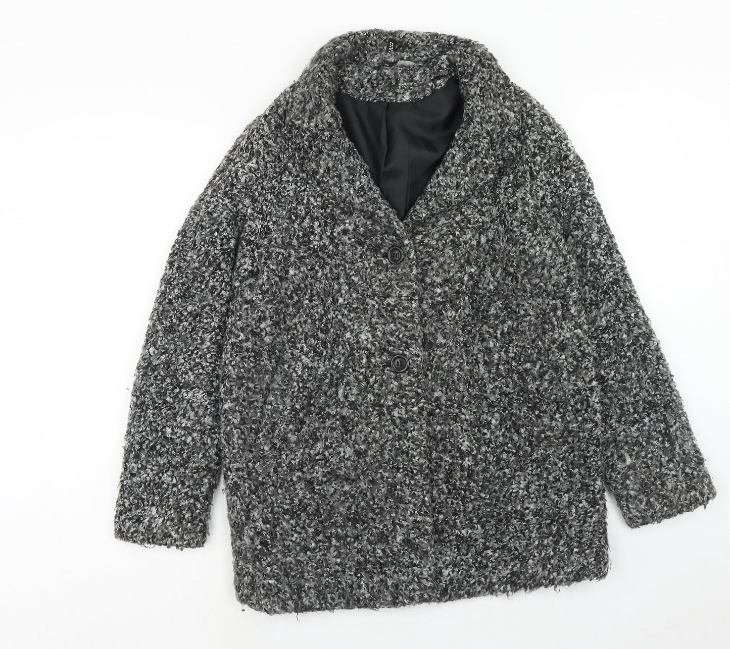 H&M Womens Black Geometric Jacket Size 10 Button