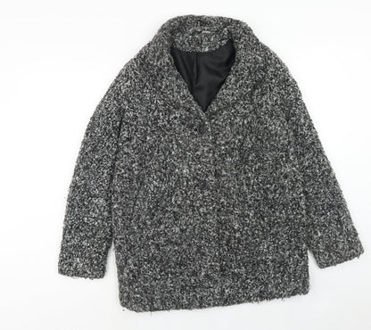 H&M Womens Black Geometric Jacket Size 10 Button