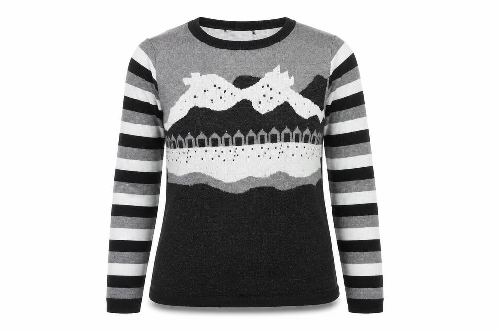 Paramour Womens Grey Boat Neck Striped Viscose Pullover Jumper Size L