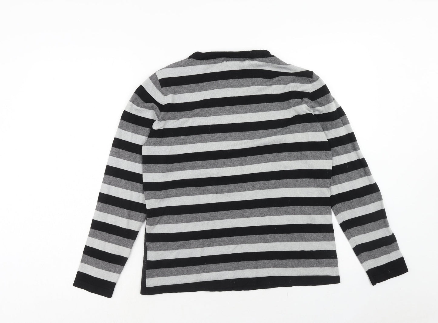 Paramour Womens Grey Boat Neck Striped Viscose Pullover Jumper Size L