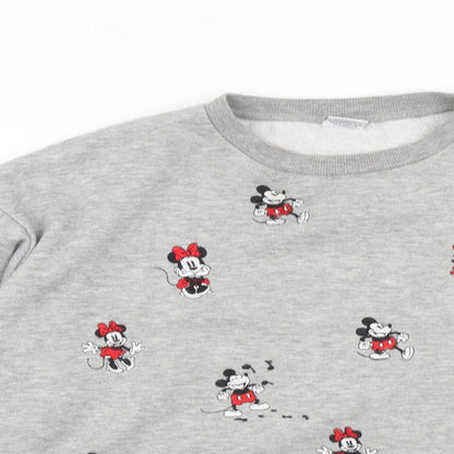 Preloved Primark Womens Grey Cotton Pullover Sweatshirt Size M Pullover - Mickey and Minnie Mouse Size 12-14 - Detail