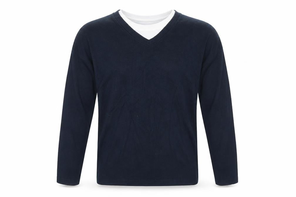 Unity Mens Blue V-Neck Cotton Pullover Jumper Size M Long Sleeve