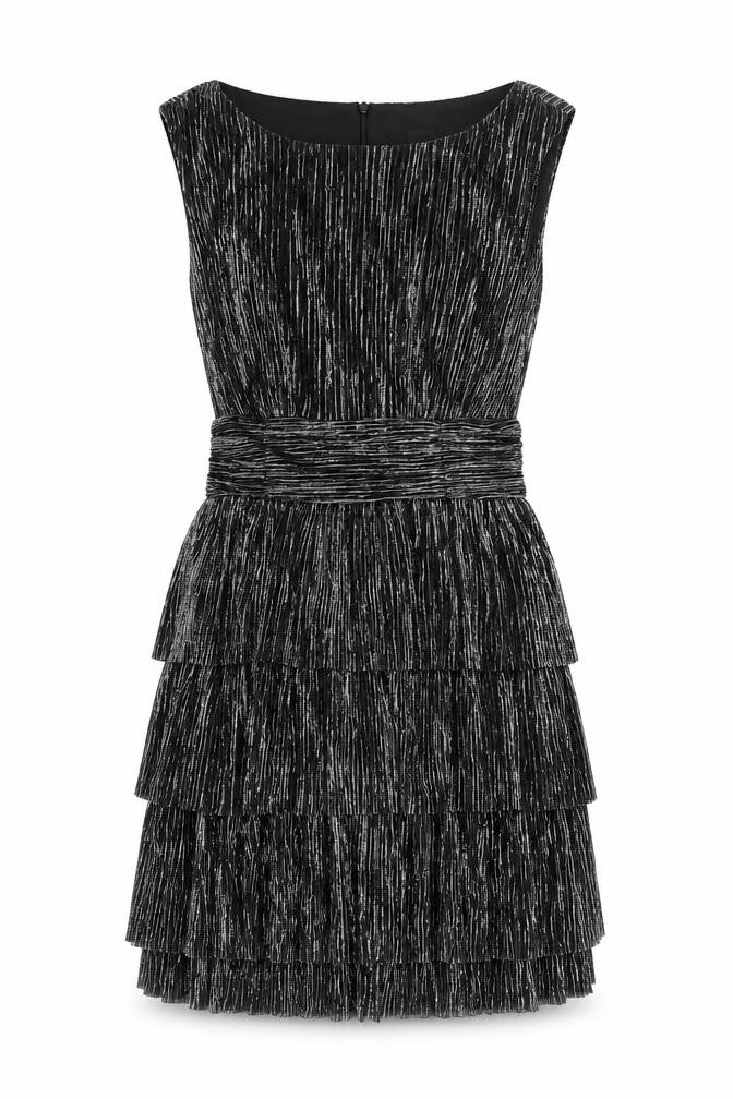 Connected Womens Black Polyester A-Line Size 8 Round Neck Zip