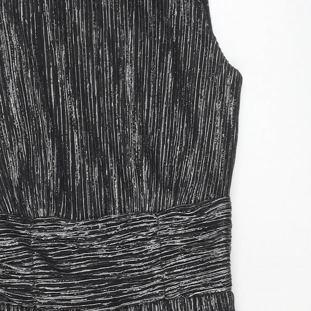 Connected Womens Black Polyester A-Line Size 8 Round Neck Zip