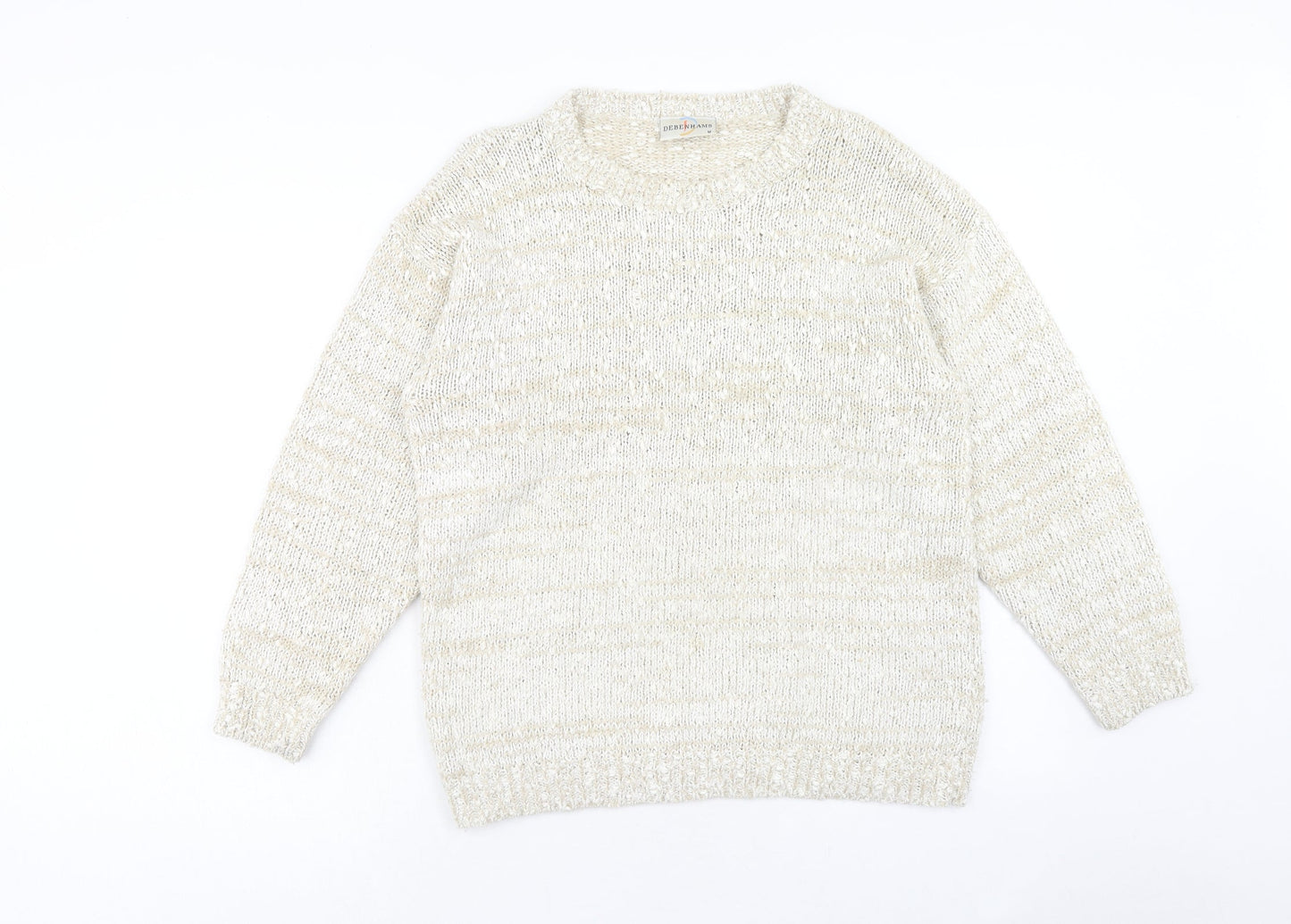 Debenhams Womens Beige Round Neck Acrylic Pullover Jumper Size M