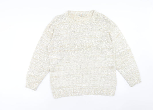 Debenhams Womens Beige Round Neck Acrylic Pullover Jumper Size M