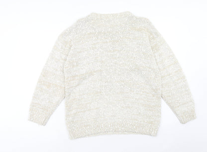 Debenhams Womens Beige Round Neck Acrylic Pullover Jumper Size M