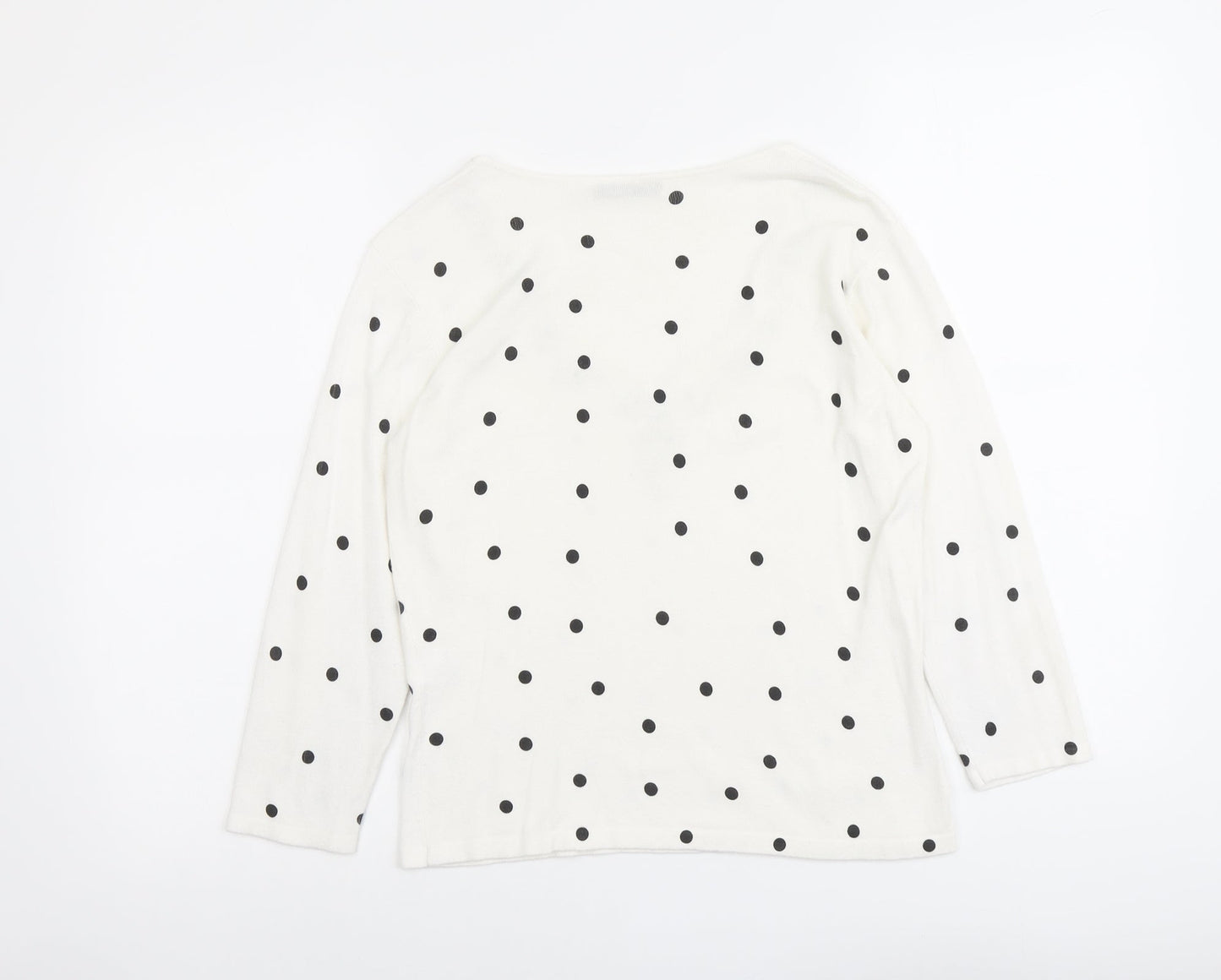 Precis Womens White V-Neck Polka Dot Viscose Pullover Jumper Size S