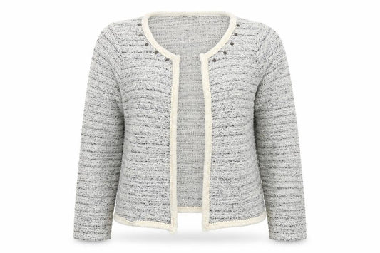 Papaya Womens Blue V-Neck Geometric Cotton Cardigan Jumper Size 10