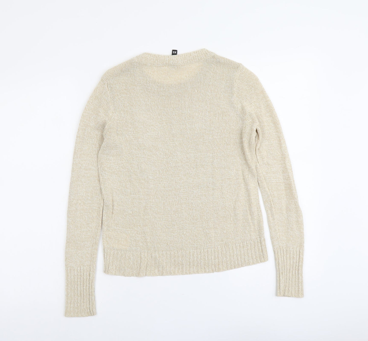 H&M Womens Beige Round Neck Acrylic Pullover Jumper Size XS