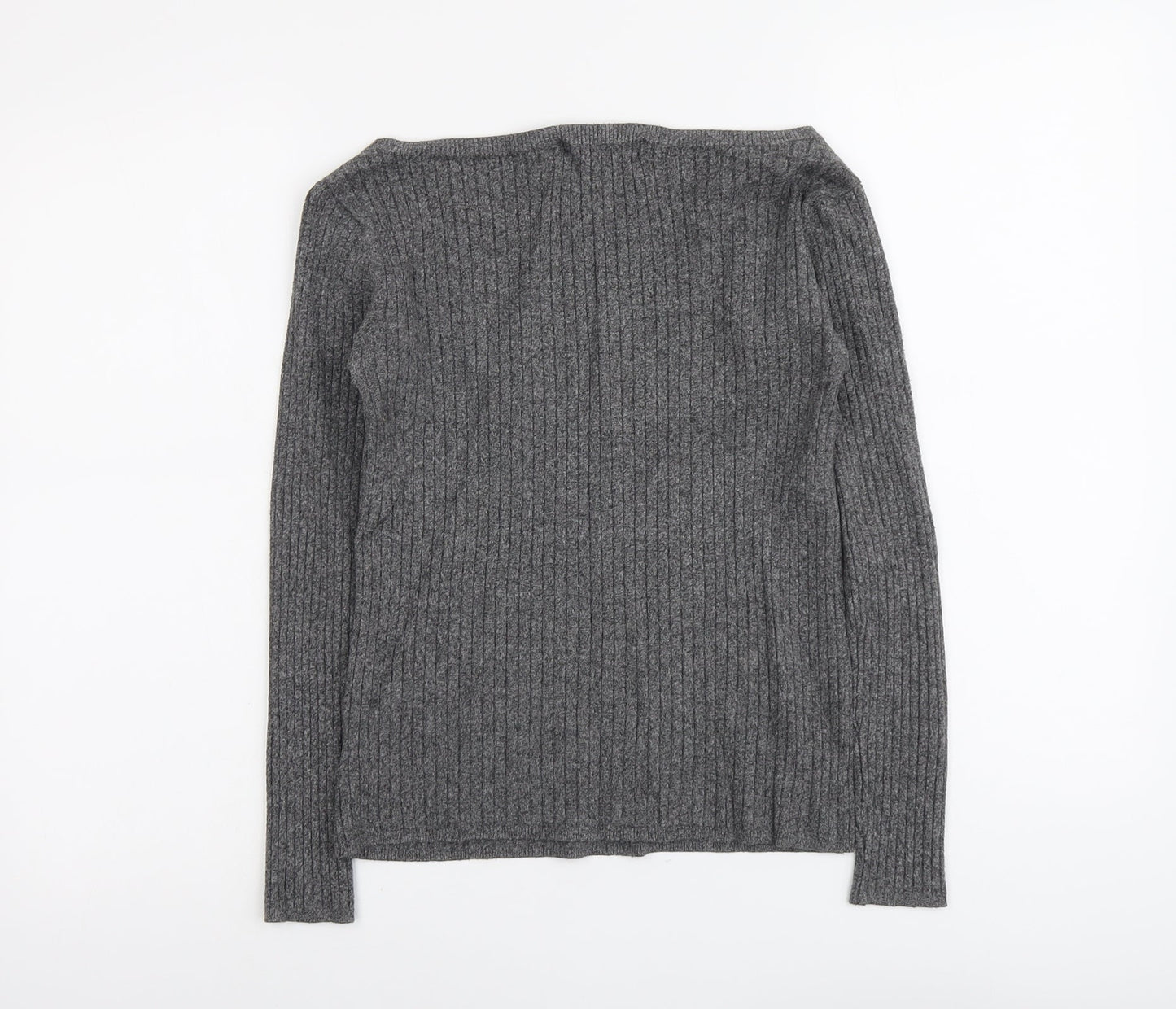 Marks and Spencer Womens Grey Round Neck Viscose Pullover Jumper Size 8