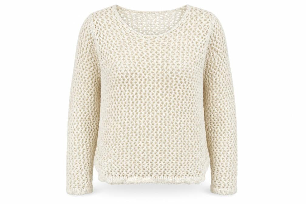 H&M Womens Ivory Round Neck Acrylic Pullover Jumper Size M