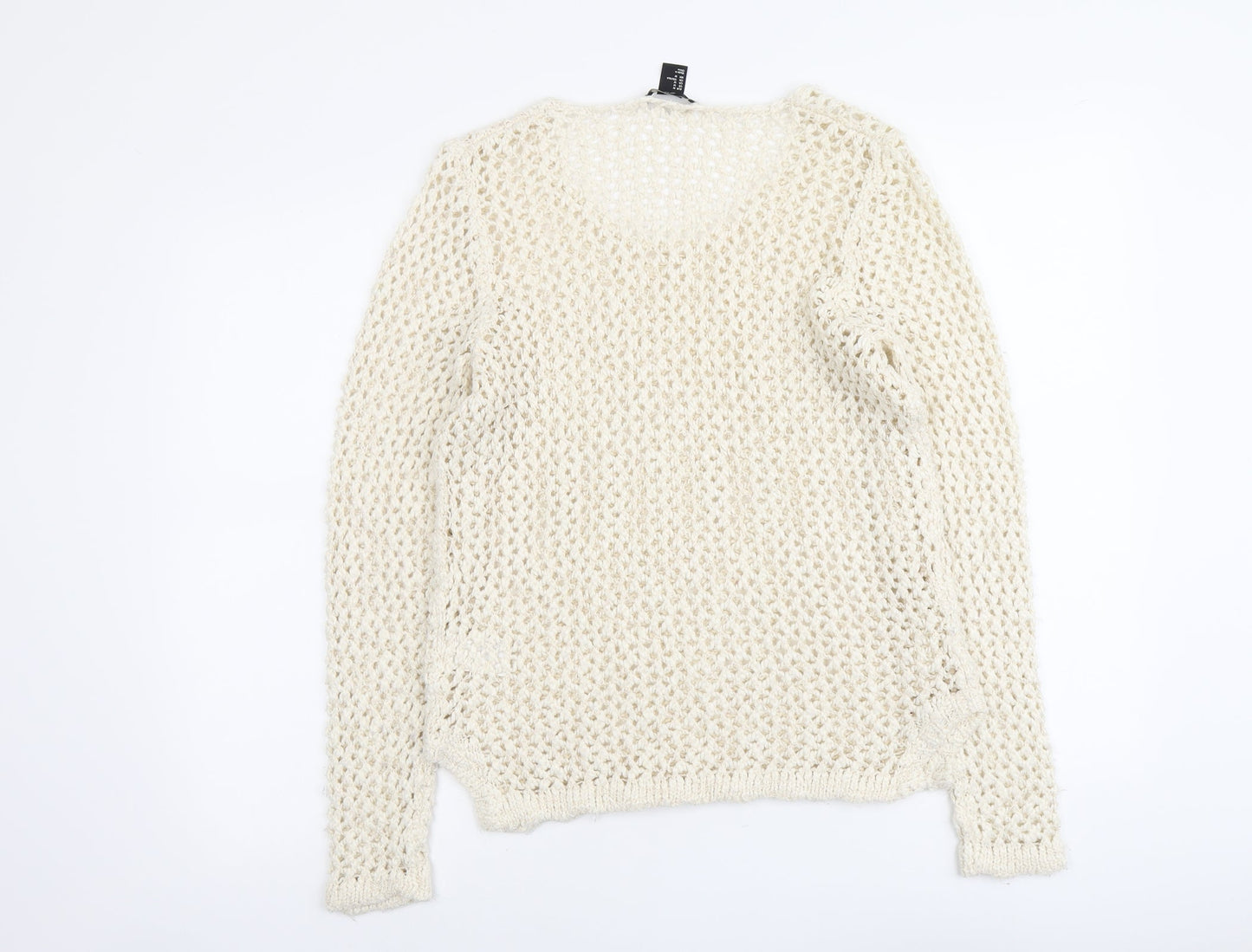 H&M Womens Ivory Round Neck Acrylic Pullover Jumper Size M