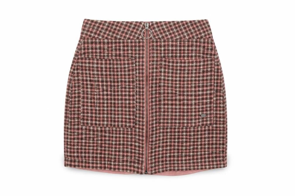 Pull&Bear Womens Pink Plaid Viscose Mini Skirt Size S Zip