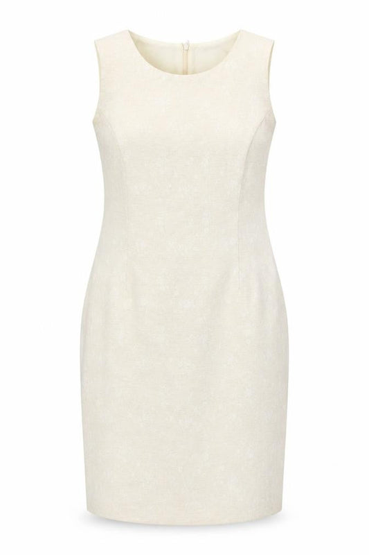 Yessica Womens Beige Geometric Polyester Pencil Dress Size 16 Round Neck Zip