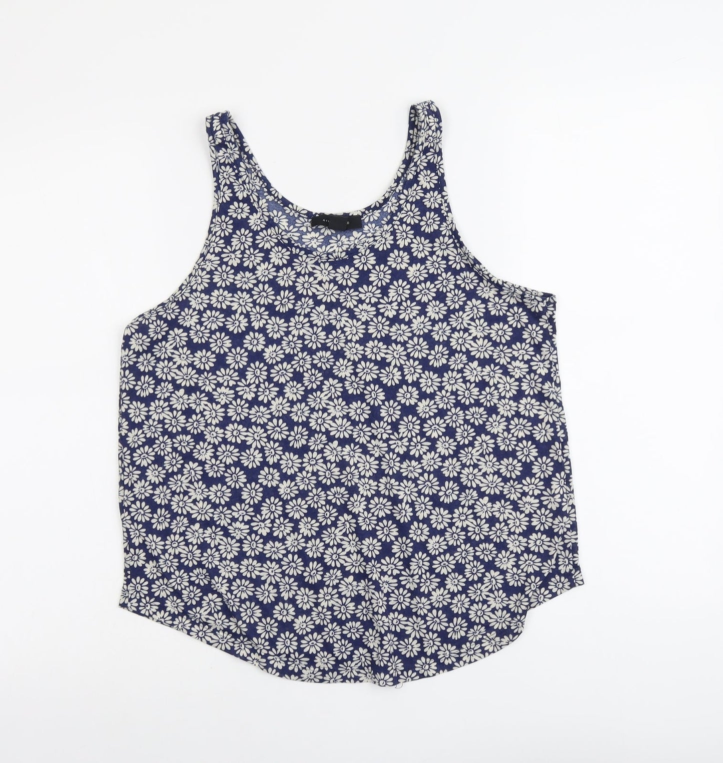 Atmosphere Womens Blue Floral Polyester Basic Tank Size 12 Scoop Neck