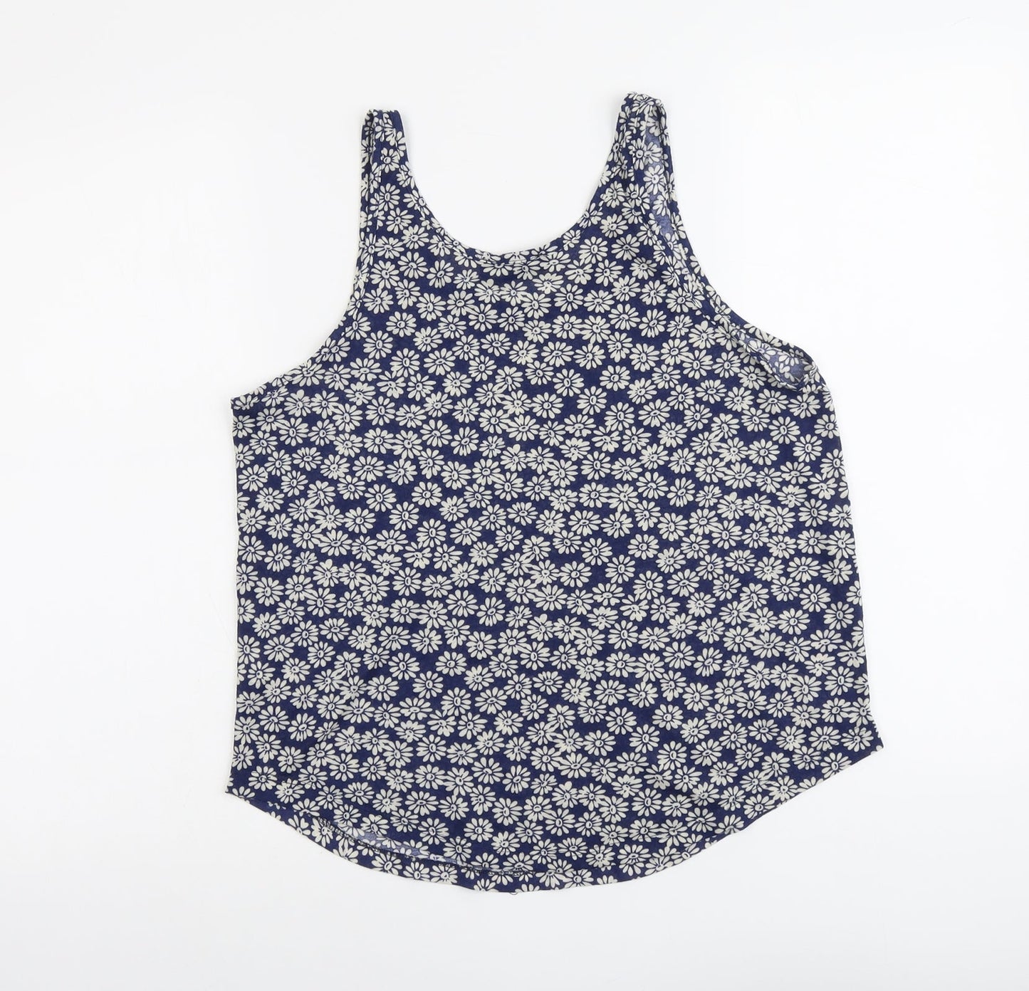 Atmosphere Womens Blue Floral Polyester Basic Tank Size 12 Scoop Neck