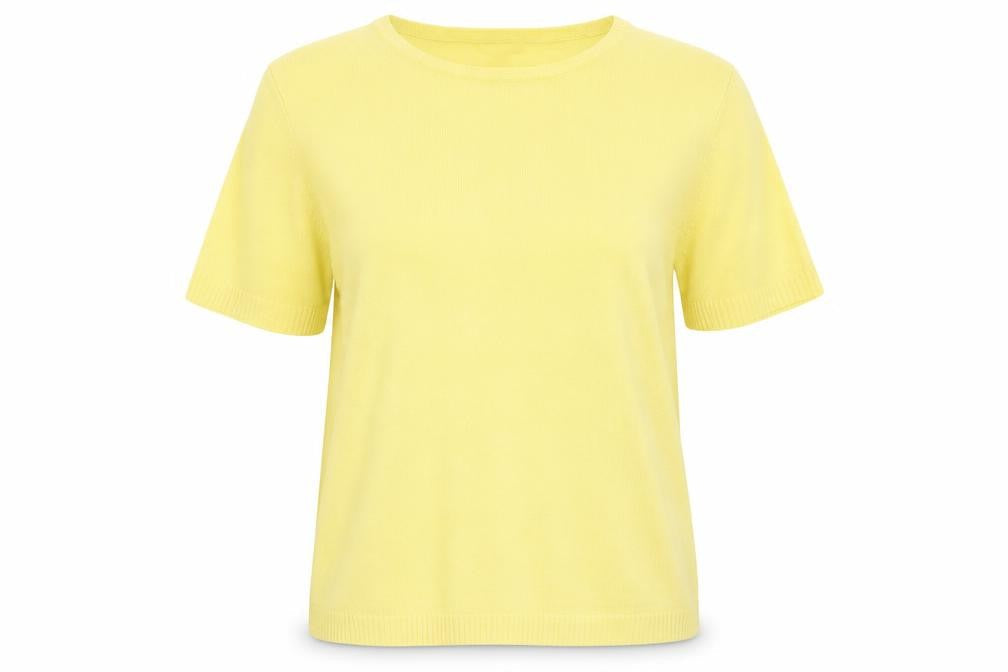 Classic Womens Yellow Round Neck Acrylic Pullover Jumper Size L