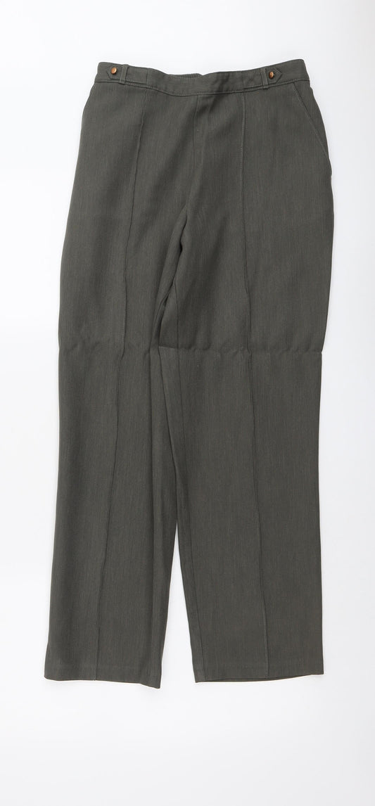 Marks and Spencer Womens Green Polyester Trousers Size 8 L26 in Regular