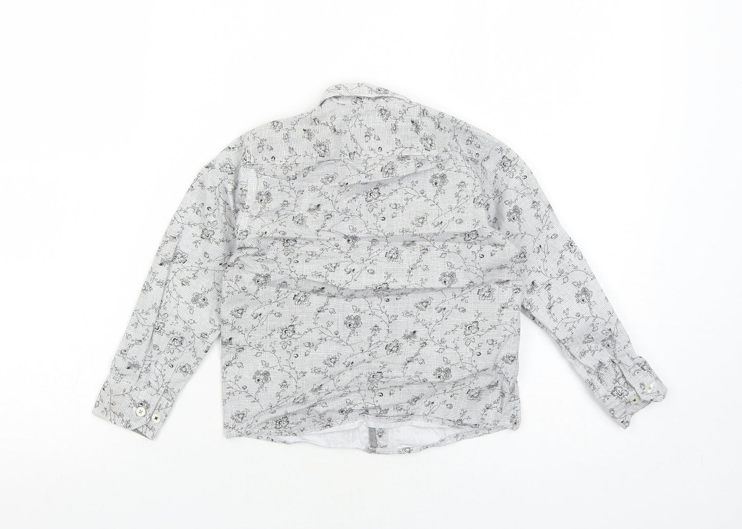 Steel & Jelly Boys Grey Floral Cotton Basic Button-Up Size 5-6 Years Collared Button