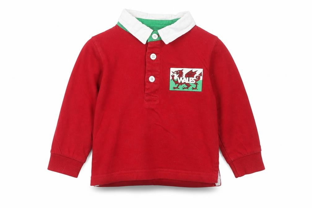Peacocks Boys Red Cotton Basic Polo Size 12-18 Months Collared Button - Wales