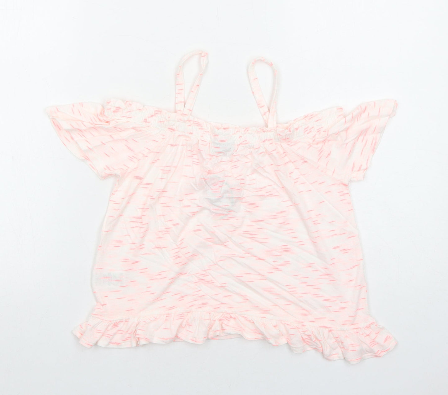 Matalan Girls Pink Geometric Viscose Basic Blouse Size 10 Years Off the Shoulder Pullover