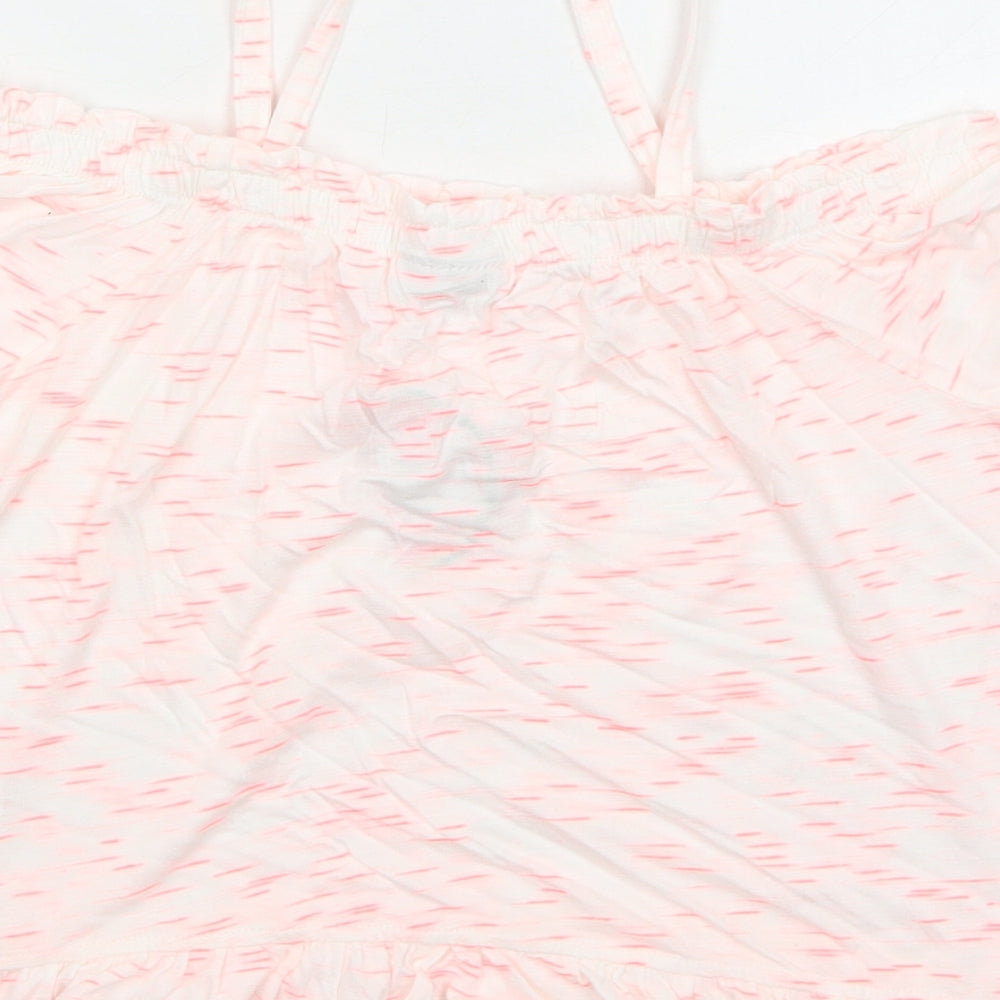 Matalan Girls Pink Geometric Viscose Basic Blouse Size 10 Years Off the Shoulder Pullover