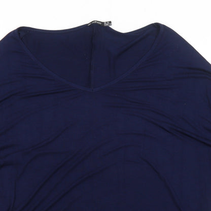 Boohoo Womens Blue Viscose Basic Blouse Size 16 V-Neck