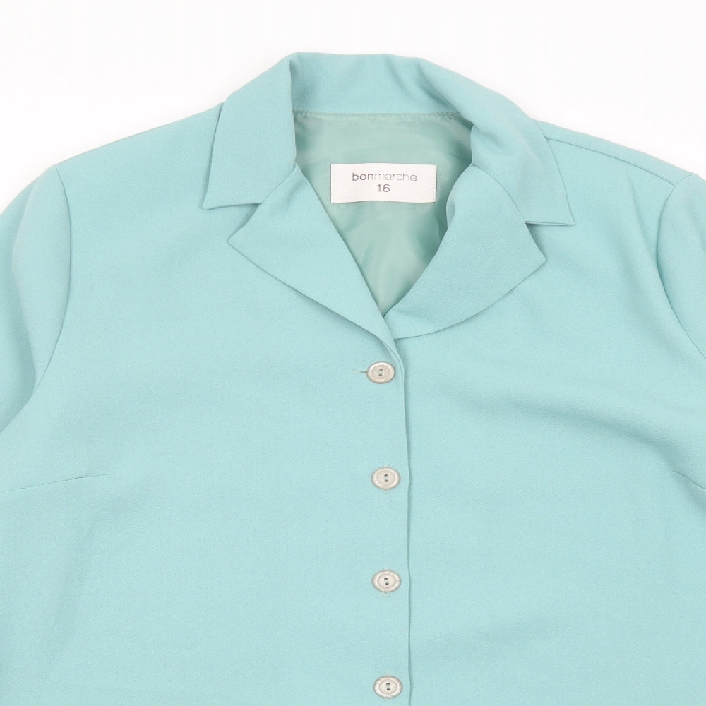 Bonmarché Womens Green Herringbone Anorak Blazer Size 16 Button