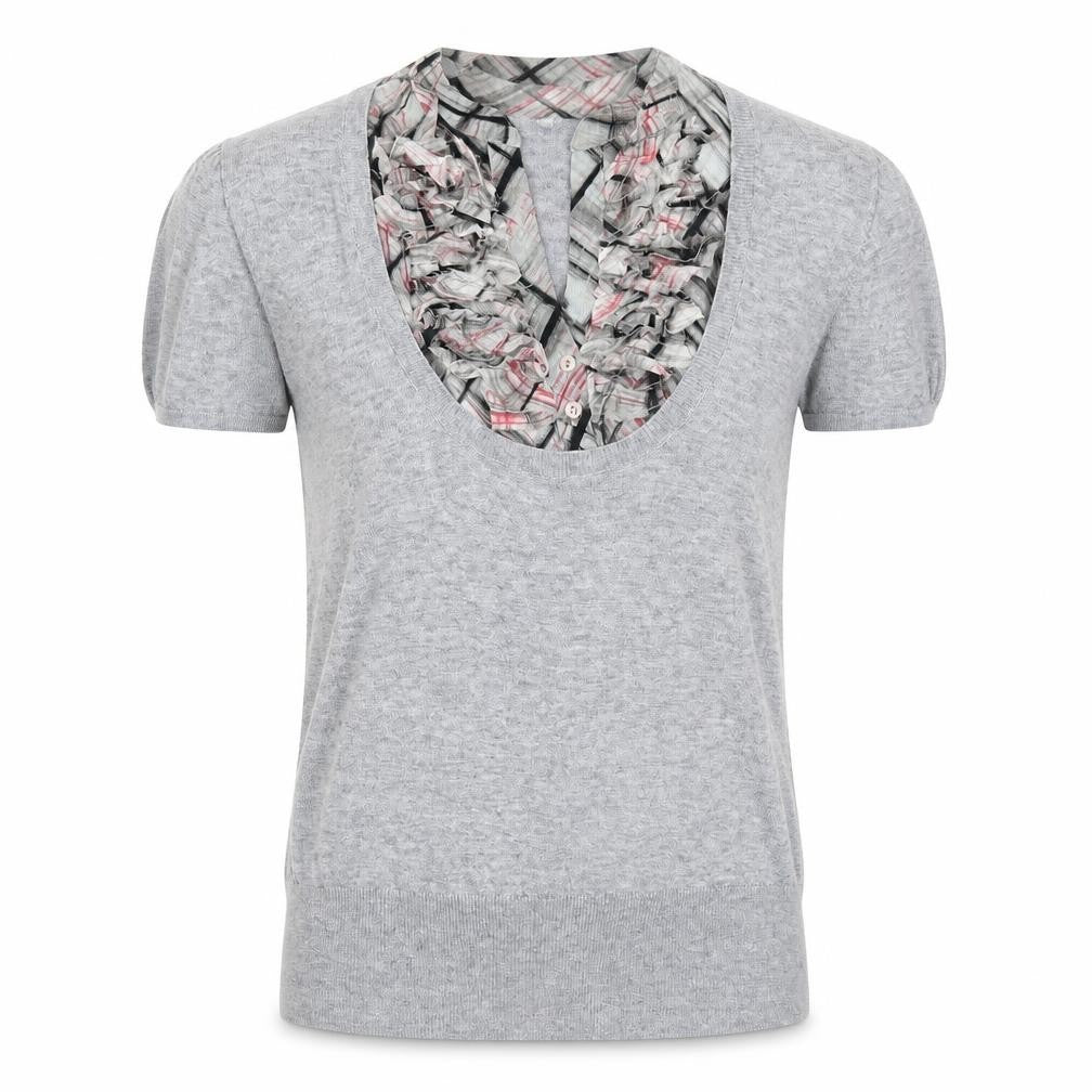 Untold Womens Grey V-Neck Geometric Viscose Pullover Jumper Size 14 Pullover