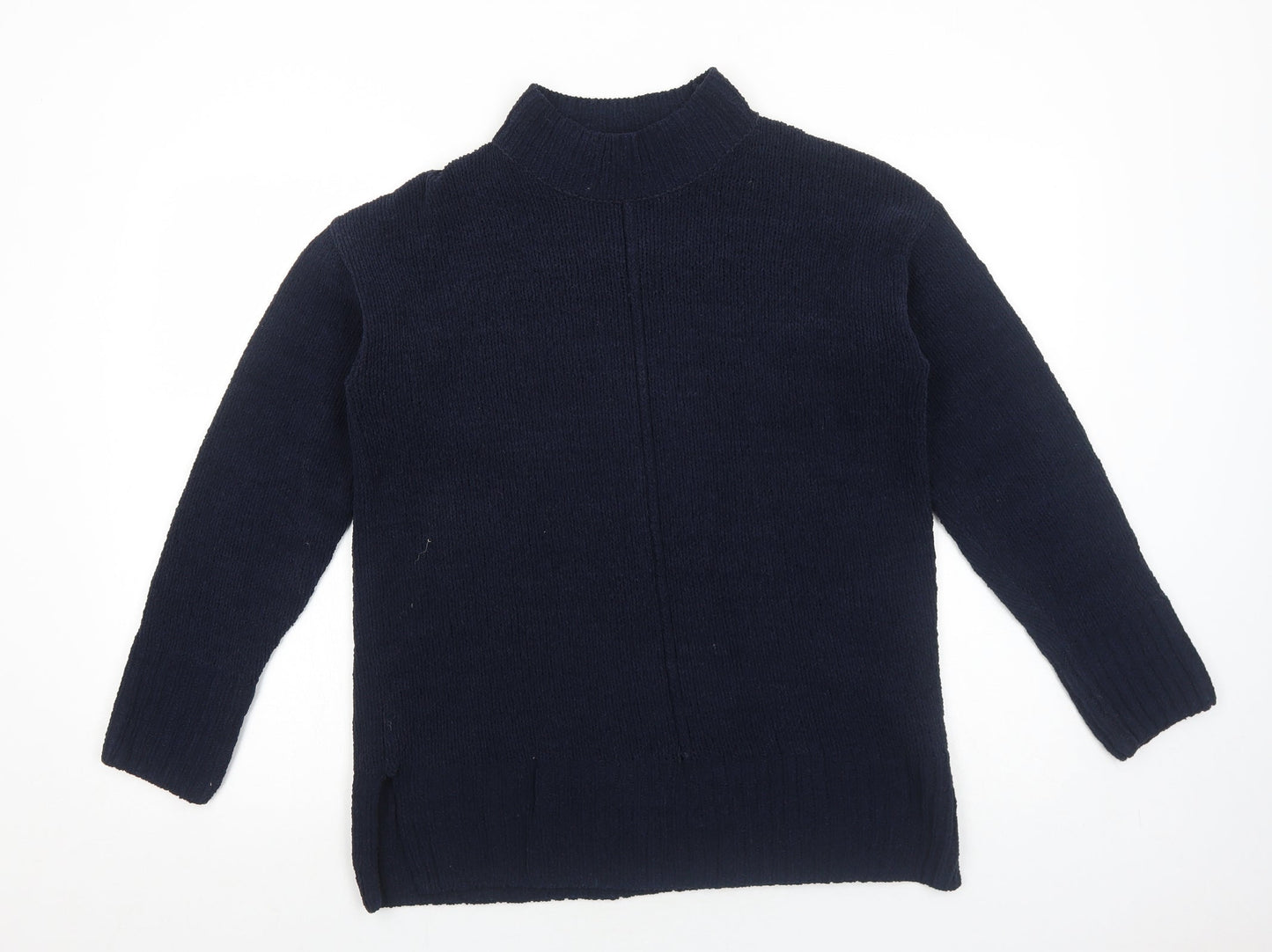 Marks and Spencer Womens Blue Mock Neck Polyester Pullover Jumper Size M