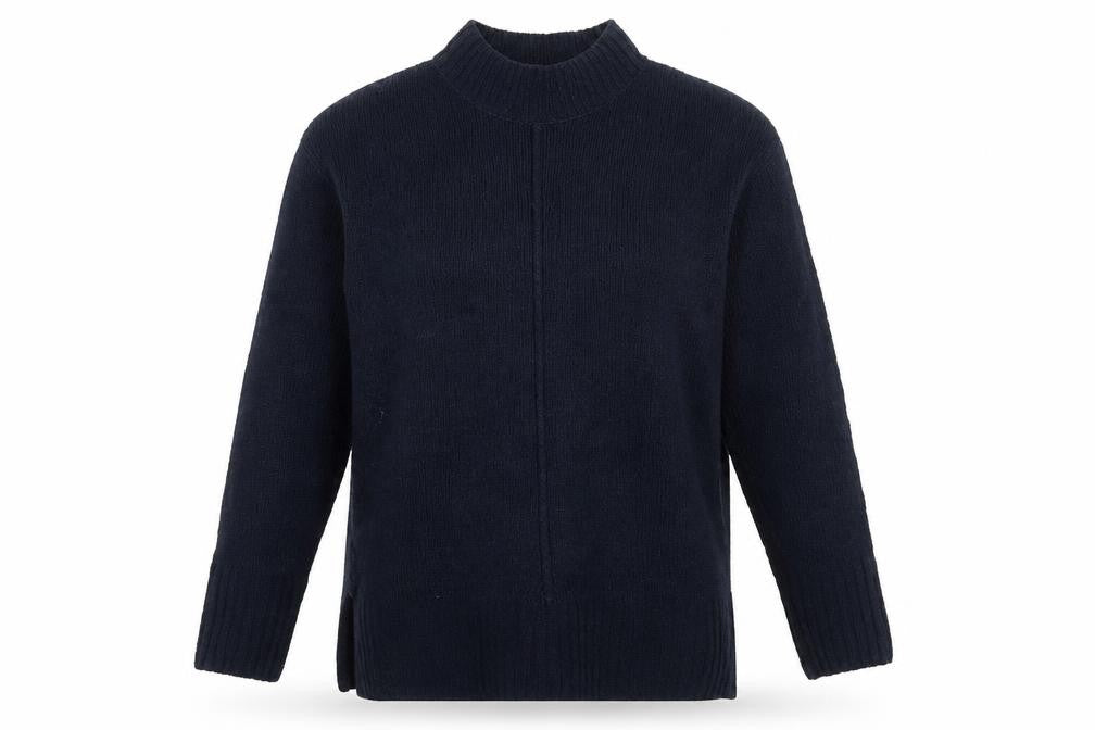 Marks & Spencer Womens Blue Mock Neck Polyester Pullover Jumper Size M