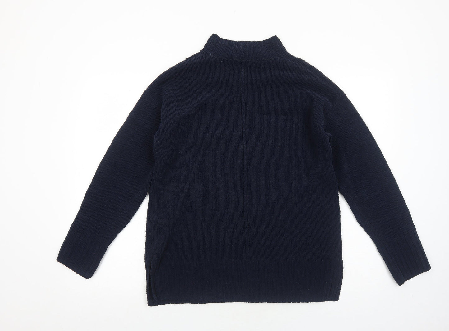 Marks and Spencer Womens Blue Mock Neck Polyester Pullover Jumper Size M
