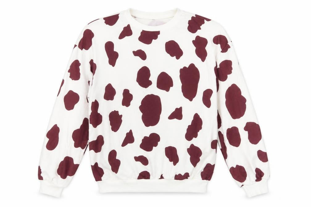 SheIn Girls White Animal Print Polyester Pullover Sweatshirt Size 11-12 Years Pullover - Cow Print