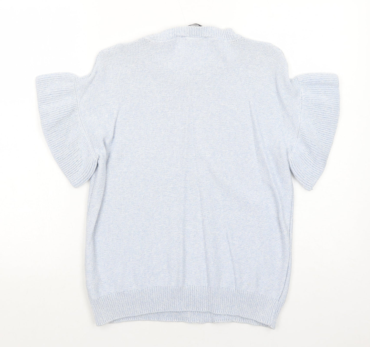 Marks and Spencer Womens Blue Round Neck Cotton Pullover Jumper Size S Pullover - Lace Detail