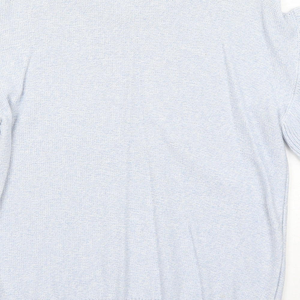 Marks and Spencer Womens Blue Round Neck Cotton Pullover Jumper Size S Pullover - Lace Detail