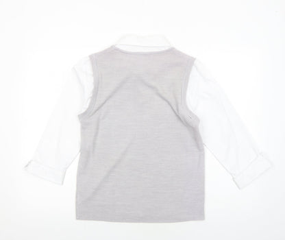 Editions Womens Grey Acrylic Basic Blouse Size 14 V-Neck