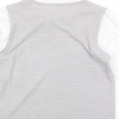 Editions Womens Grey Acrylic Basic Blouse Size 14 V-Neck